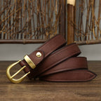 Dark brown women's belt, side view