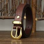 Dark brown women's belt, horseshoe buckle