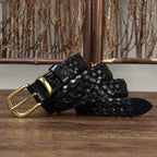 Black women's belt, coiled view