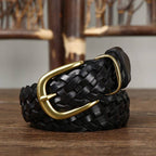 Black women's belt, brass buckle