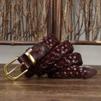 Dark red women's belt, weave pattern
